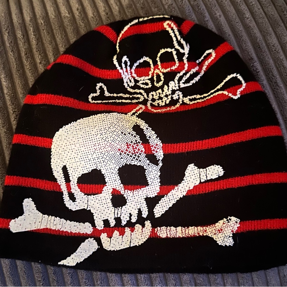 Black and Red Striped Beanie